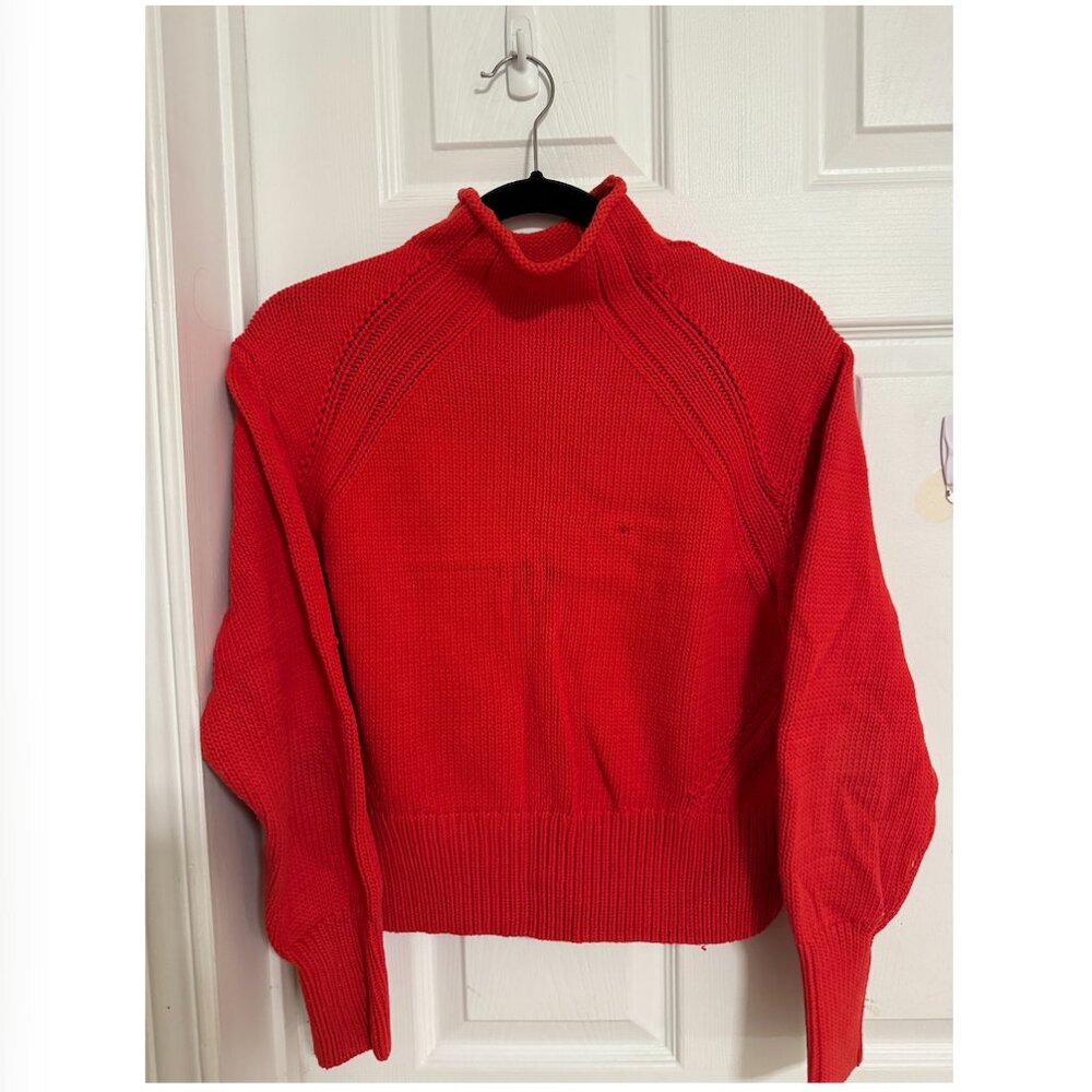 H&M Red Chunky Knit Turtleneck Sweater Size M Cozy Winter Knit